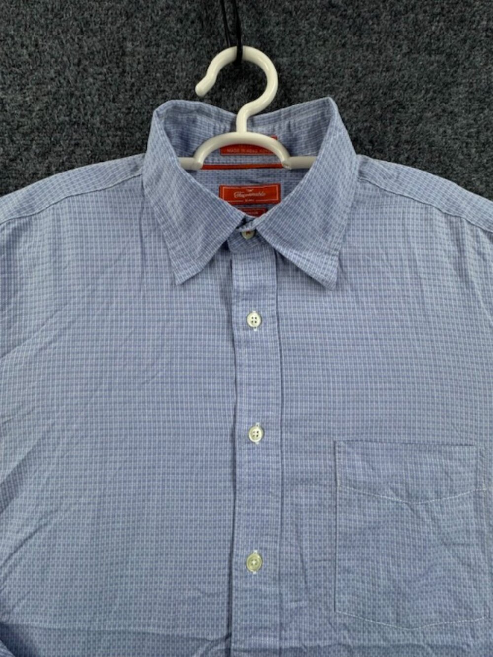Faconnable Medium All Cotton Point Blue Pocket Shirt Button Up Long Sleeve Men